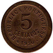 Cabo Verde 5 Centavos 1930 Mbc