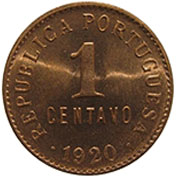 Portugal 1 Centavo 1920 P FECHADO Bela