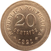 Portugal 20 Centavos 1921 - P Aberto Bela