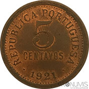 Portugal 5 Centavos 1921 Bela