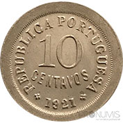 Portugal 10 Centavos 1921 Bela