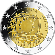 Letónia 2 Euro 2015 - 30 Anos Bandeira da Europa