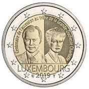 Luxemburgo 2 Euro 2019 - 100 Anos da Ascenção ao Trono de Charlotte