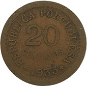 Guiné 20 Centavos 1933 Mbc