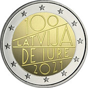 Letónia 2 Euro 2021 - 100 Anos da República