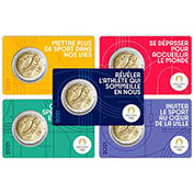 França 2 Euro 2021 - Jogos Olímpicos de Paris 2024 - Coleção 5 Coin Card