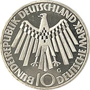 Alemanha 10 Mark 1972 G Proof