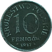 Polonia (Ocupação Alemã) 10 Fenigow 1917 F