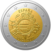 Espanha 2 Euro 2012 - 10 Anos da Moeda Euro
