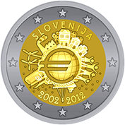 Eslovénia 2 Euro 2012 - 10 Anos da Moeda Euro