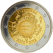 Luxemburgo 2 Euro 2012 - 10 Anos da Moeda Euro