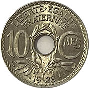 França 10 Centimes 1938 Soberba