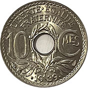 França 10 Centimes 1939 Soberba