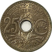 França 25 Centimes 1939 Soberba