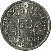 França 50 Centimes 1944 Soberba