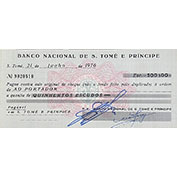 São Tomé e Príncipe CHEQUE 500 Escudos 21/06/1976 NOVO