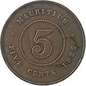 Maurícia 5 Cents 1922 MBC