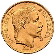 França 20 Francos em Ouro 1867 BB