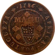 Angola D. Maria II Carimbo Sobre 1/2 Macuta 1786 MBC+