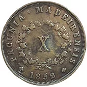 MADEIRA D. Maria II X Reis 1852 MBC+