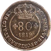 São Tomé e Príncipe D. João VI 80 Reis 1819 MBC+