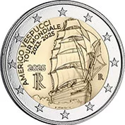 Itália 2 Euro 2025 Amerigo Vespucci